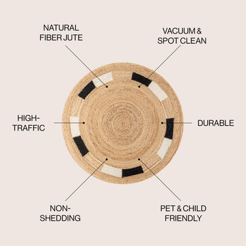 Porto Geometric Jute Circle Area Rug